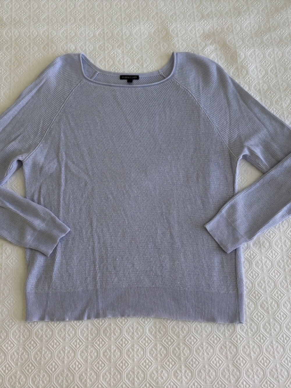 Eileen Fisher Organic Linen Cotton Sweater Medium Lavender Blue Rolled Neck